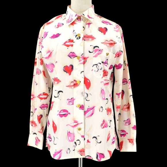 Chanel Lips Blouse Shirt White - Picture 1 of 9
